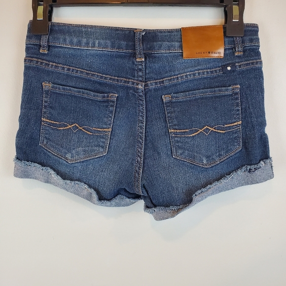 Lucky Brand Riley Short Shorts Size 14 Girls Denim Stretch Raw Hem - Picture 2 of 8